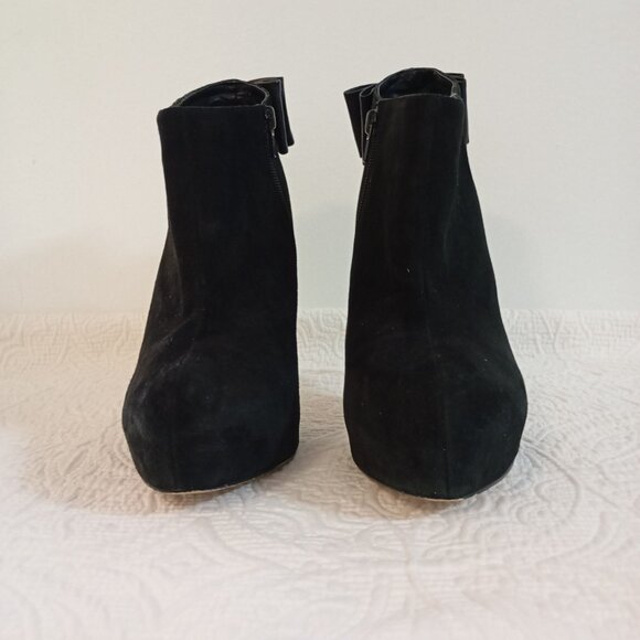 Dolce Vita Womens Black Suede Ankle Boots With Bow Detail Size 8 Stiletto Heel M - Picture 9 of 10